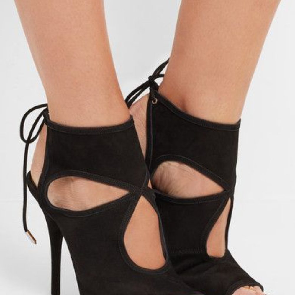 Aquazzura Sexy Thing Cutout Snakeskin Sandals 38 - Picture 2 of 9